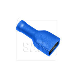 Cosse plate femelle complètement isolée bleu, pour câble 1,5 - 2,5 mm²