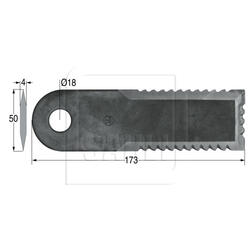 Couteaux de broyeurs faucillé 3 cotées 4x173mm