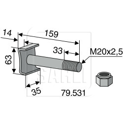 Schraube mit Stopmutter M20x2,5 zu 79.530