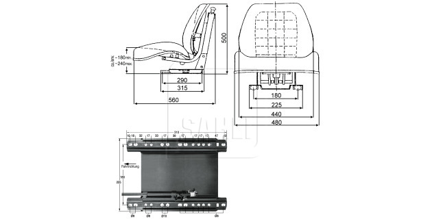 Sitz mechanische Federung, Typ Klepp 1050-VARIO-ML