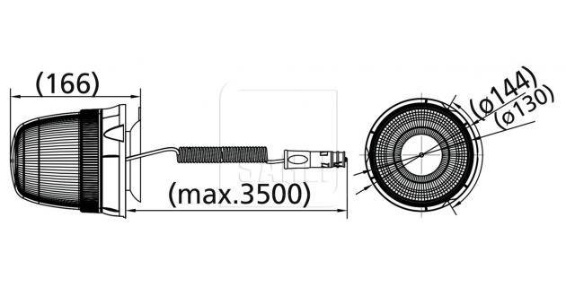 LED Drehleuchte hoch 12/24V Magnet/Spiralkabel