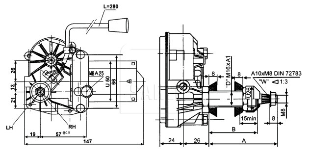 Scheibenwischermotor 12V 90° Welle 10x68mm C10/M8
