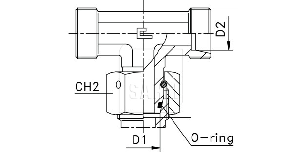Rohrverschraubung T-Form einstellbar für gleiche Rohre Serie leicht und schwer EX257