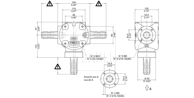 Winkelgetriebe S2020 2,78 : 1 1 x 1 3/8" Z6 1 x 25 / 8 mm