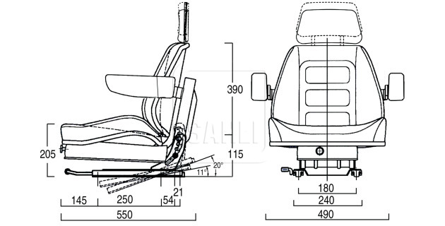 Siège suspension pneumatique Profistar 124 PVC