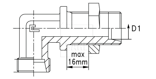 Union passe-cloison coudé 90° pour tubes égaux filetage métrique série légère et lourde EX302
